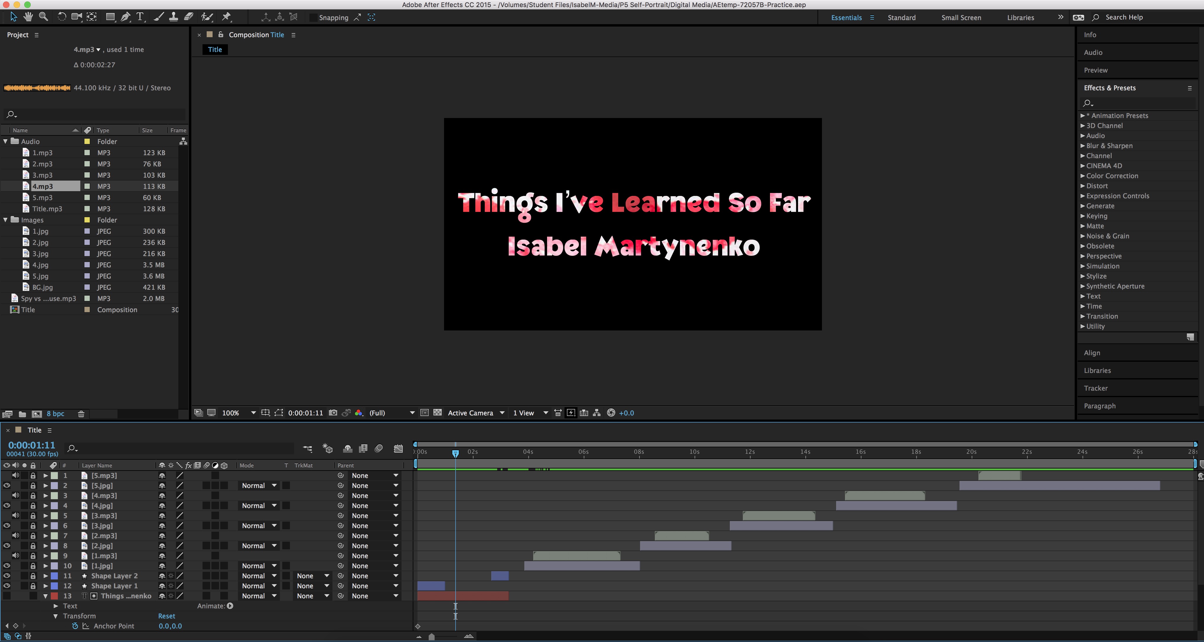 Things I Learned So Far AfterEffects Interface